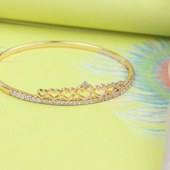 Rose Gold Bangle with Heart & Stone Accent, XPBL0414 - Picture 6 of 11